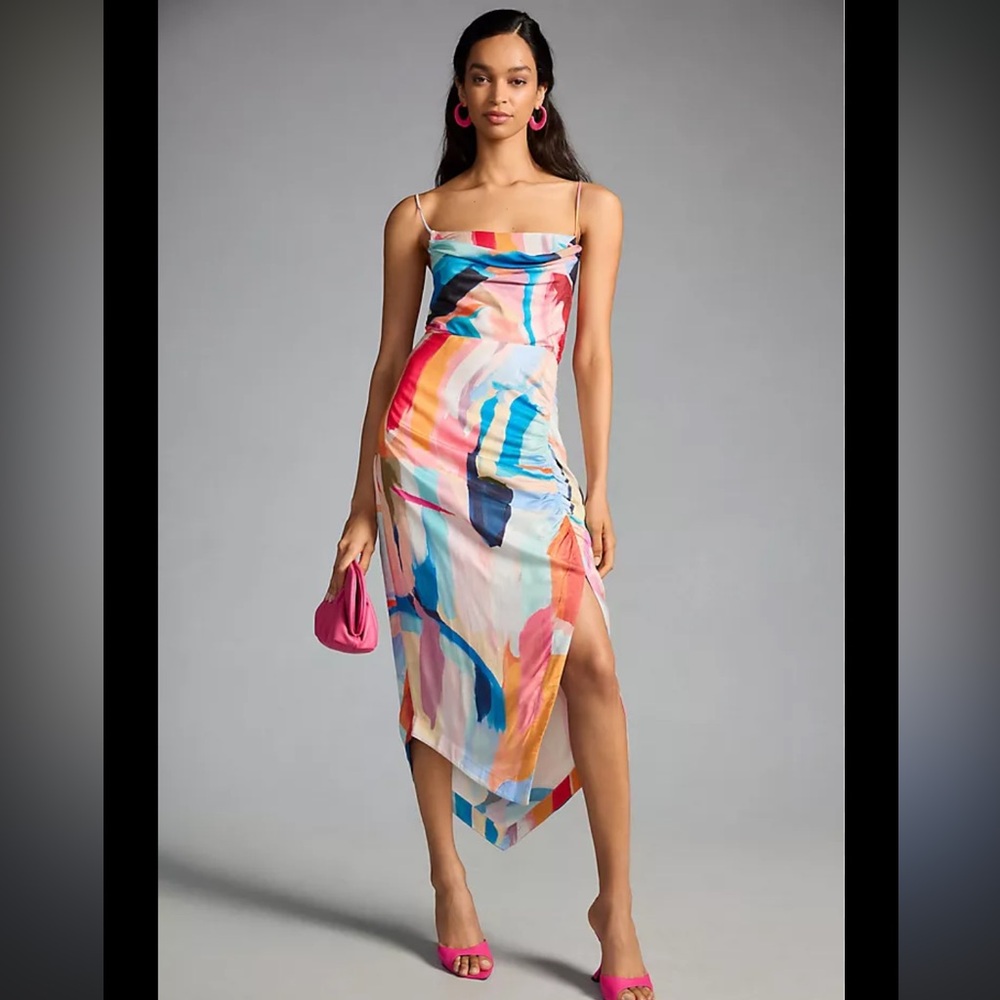 Anthropologie Multicolor Abstract Midi Dress